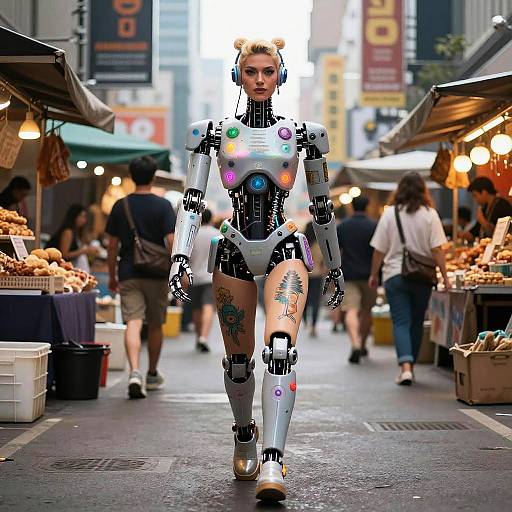 Transgender Robot in Futuristic Market
