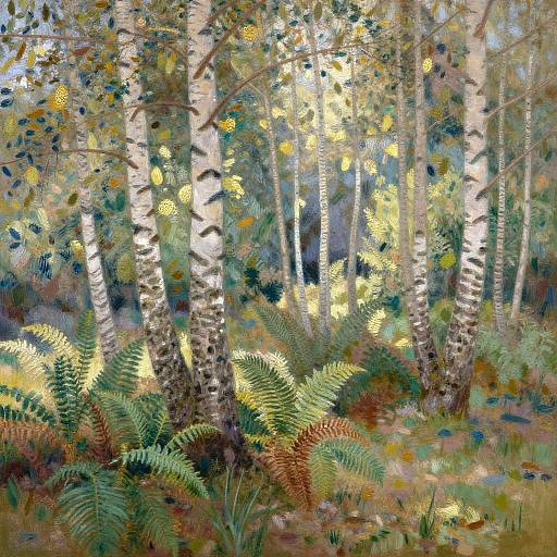 Sunlit Birch Glade in Autumn