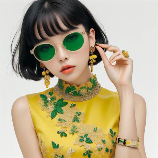 Stylish Young Woman in Sunglasses and Floral Dress