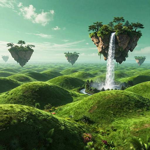 Surreal Emerald Hills and Floating Islands