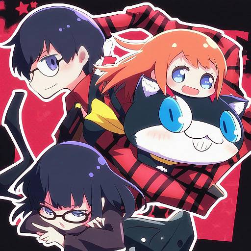 Illustration of Morgana (persona 5), persona in the style of Ayakashi (monkeypanch)