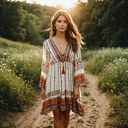 Serene Boho Dress Portrait in Nature