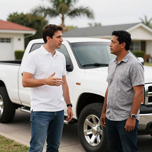 Casual Conversation by the Pickup Truck