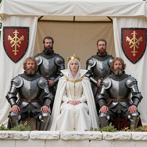 Medieval Queen and Knights Portrait