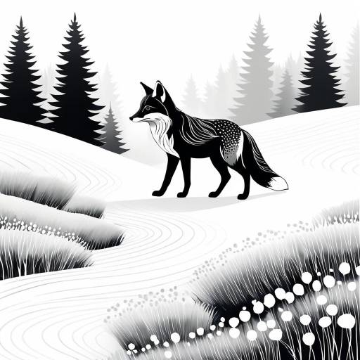 Monochrome Minimalistic Fox Illustration