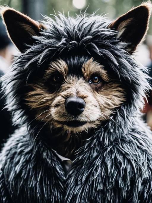 Person in Furry Wolf Costume Close-up