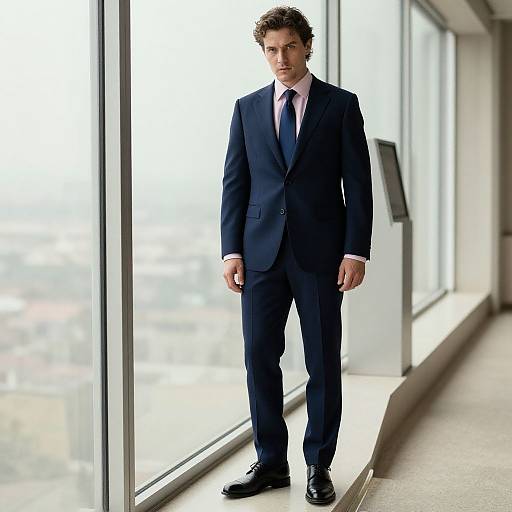 Confident Man in Midnight Blue Suit