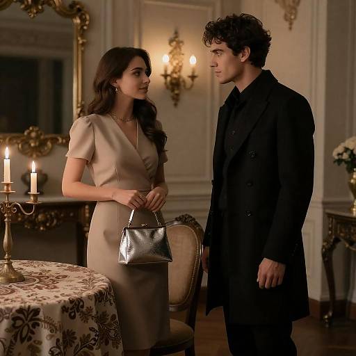 Elegant Couple in Ornate Dim Lighting