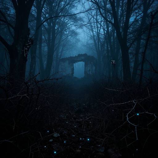Ominous Bioluminescent Forest Clearing