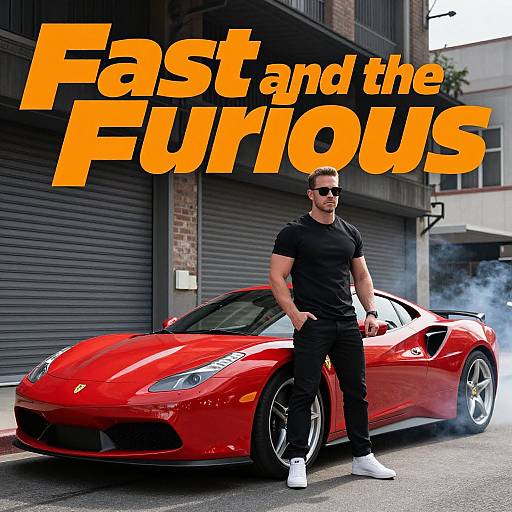 Muscular Man with Sports Car