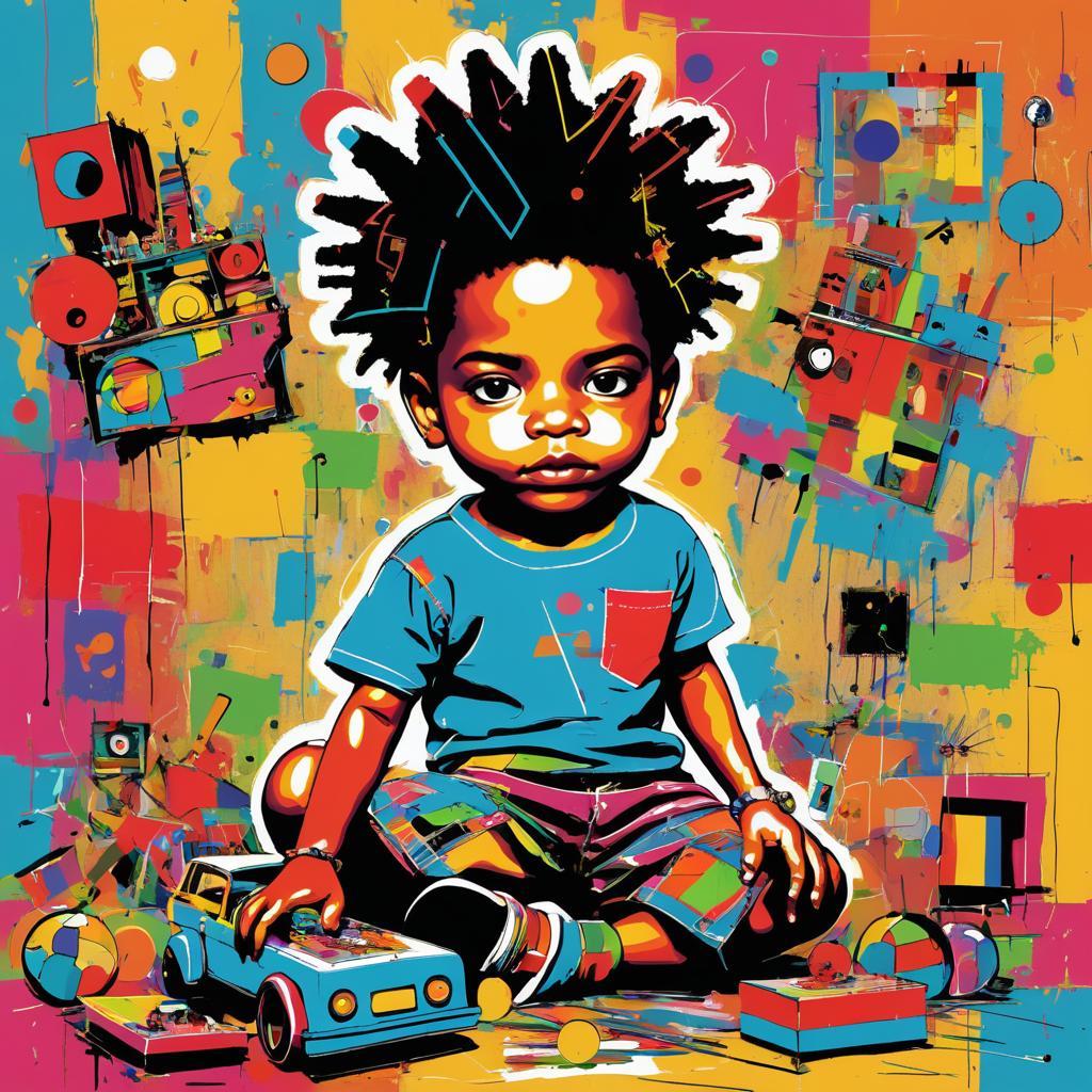 Playful Child in Basquiat Style