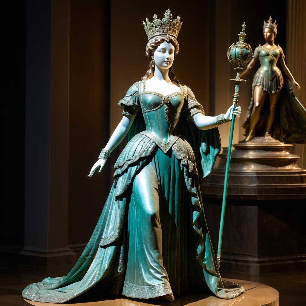 Elegant Bronze Queen Statue in Photorealism