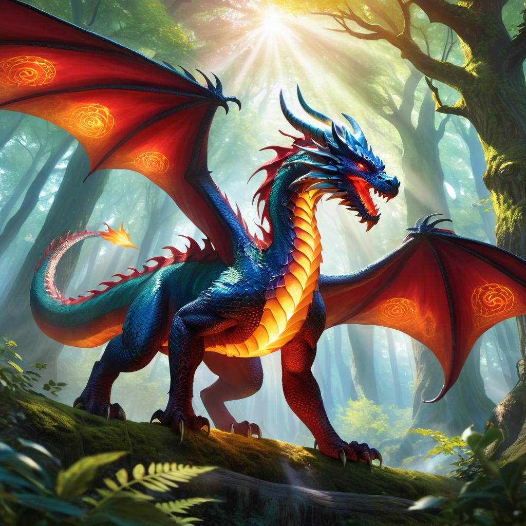 Majestic Dragon Over Enchanted Forest Scene