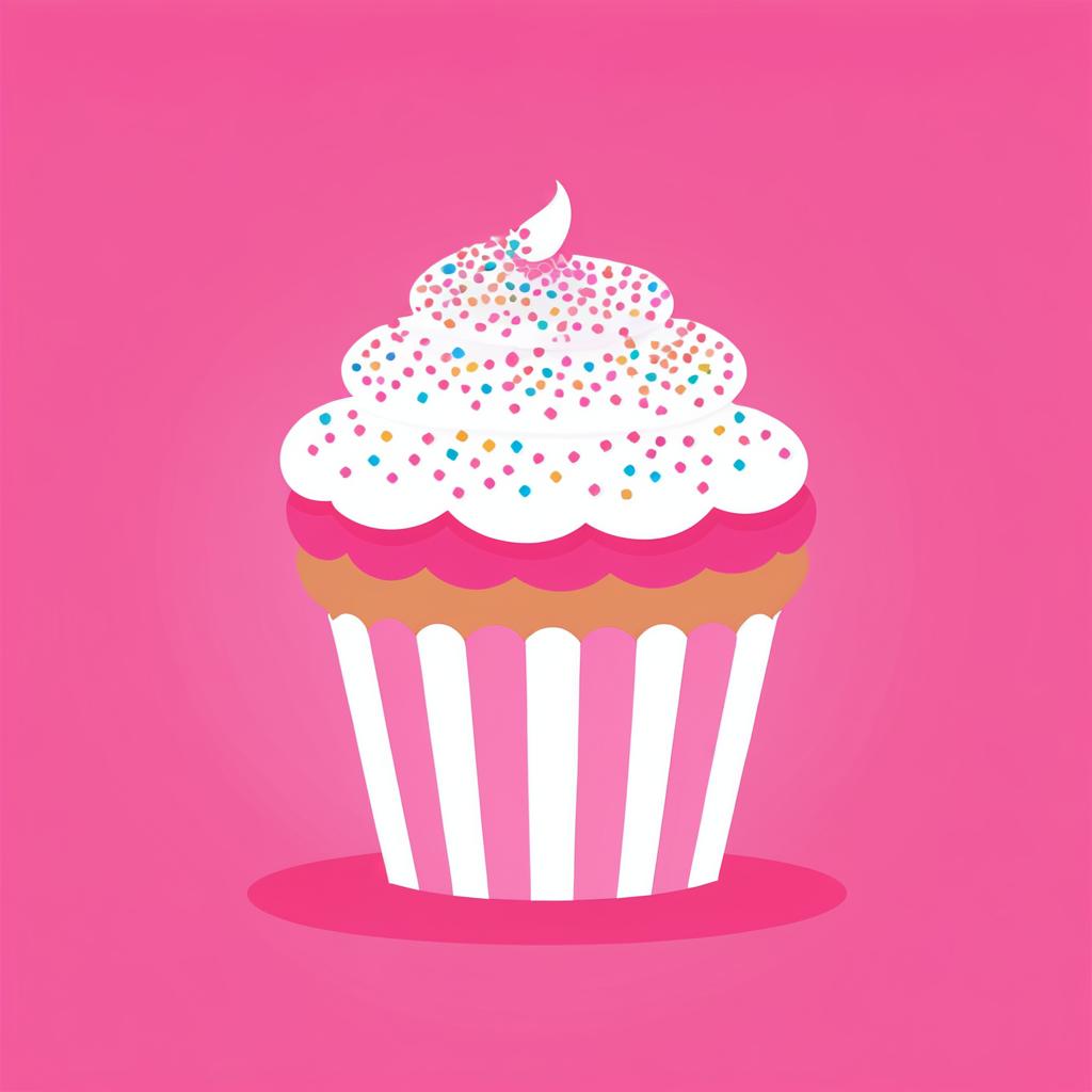 Minimalist Pink Cupcake Illustration Design