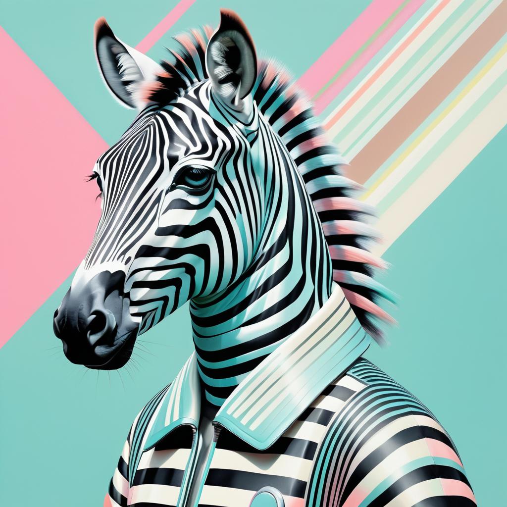 Retro Futurism Zebra in Hyper-Realism