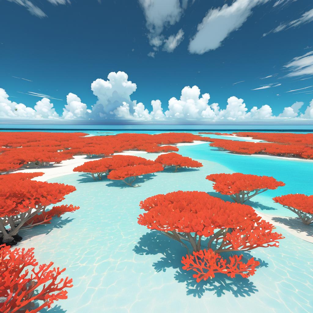 Vibrant Coral Atoll Under Midday Sun