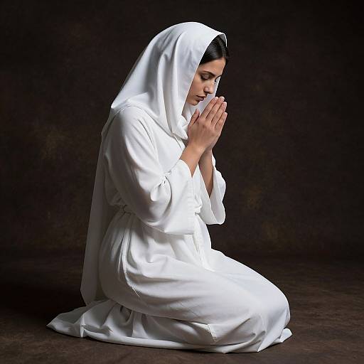 Woman Kneeling in Prayer with Robes