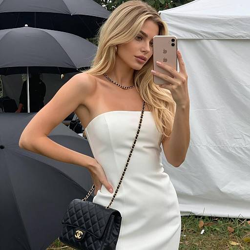 Chic Woman Taking a Mirror Selfie