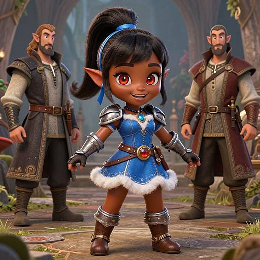 Radiant Elf Adventurer in Blue Dress