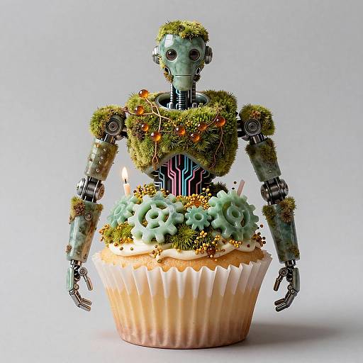 Moss-Satin Cupcake Biomechanical Forest Guardian