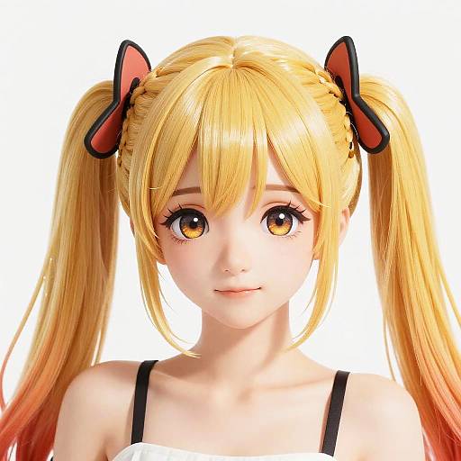 Glossy Twin Tails Anime Hairstyle