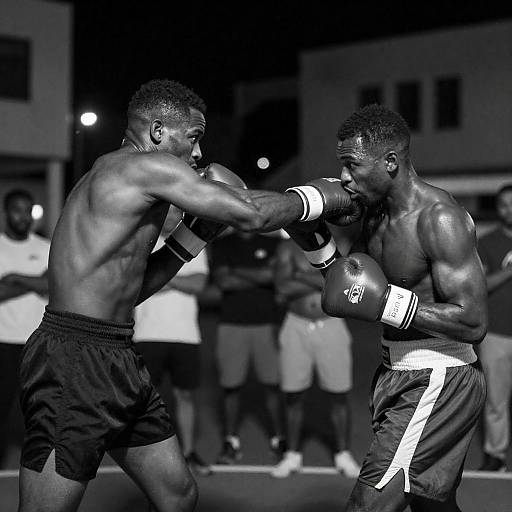 Urban Night Boxing Match in B&W