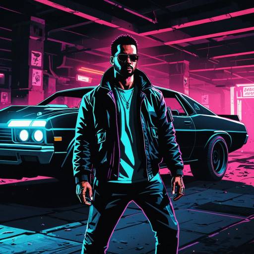 Neon Underground Fighter with Classic Car
