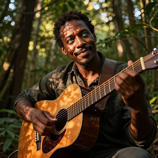 Soulful Musician in Forest Light