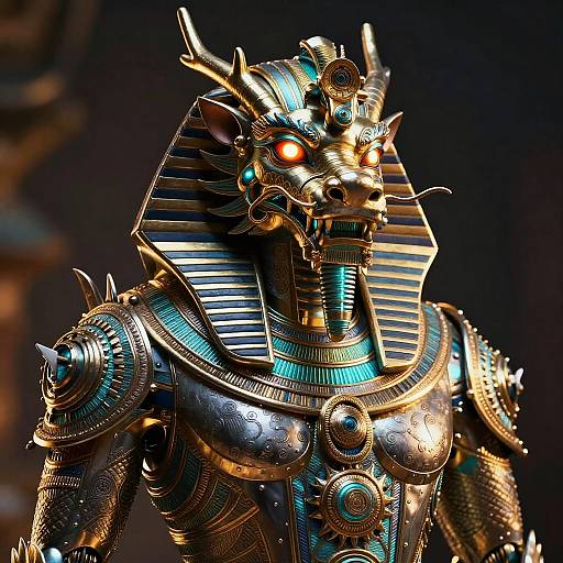 Intricate Mechanical Man Portrait with Dragons