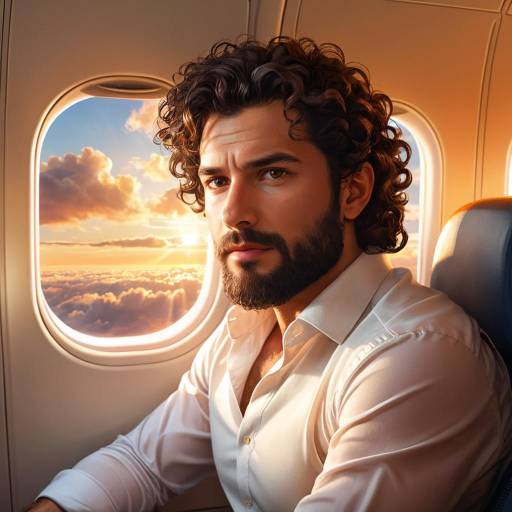 Cinematic Reflection: Man in Airplane
