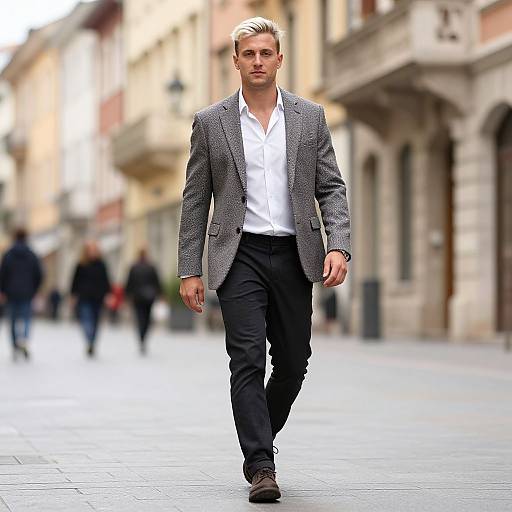 Confident European Man in Vibrant City