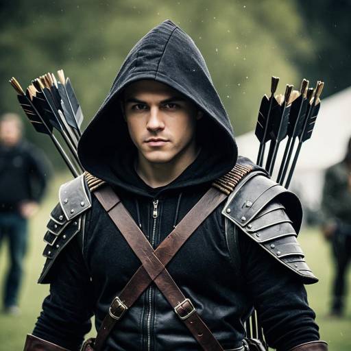Realistic Man in Arrow Costume Portrait