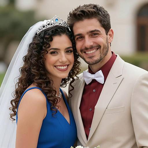 Joyful Wedding Day Couple Portrait