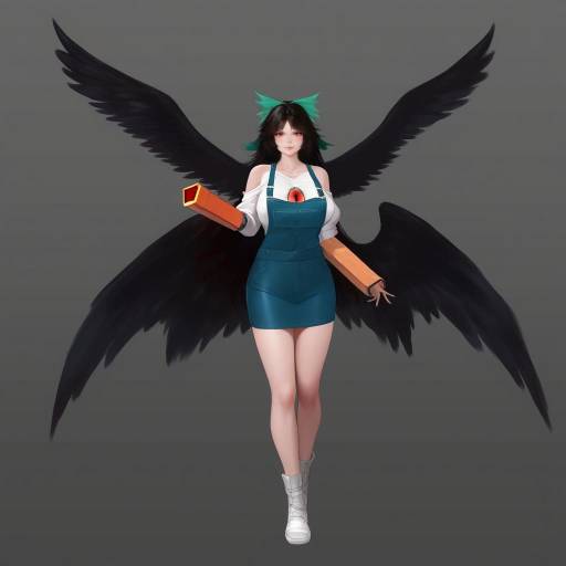 Confident Utsuho with Black Wings and Style