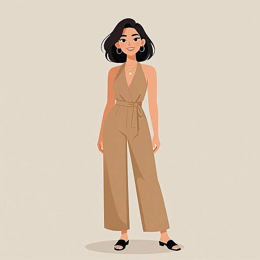Elegant Woman in Minimalist Jumpsuit