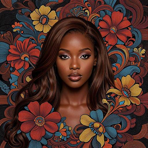 Ethiopian Beauty in Detailed Abstract Art