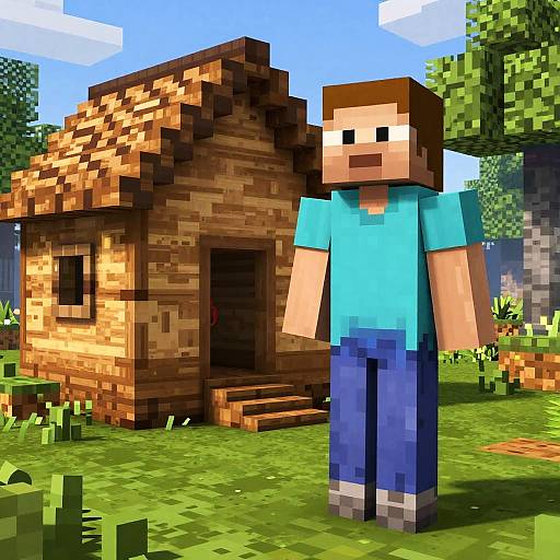 Realistic Minecraft Steve in Meadow