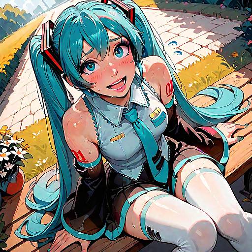 Nervous Girl Sitting on Park Bench