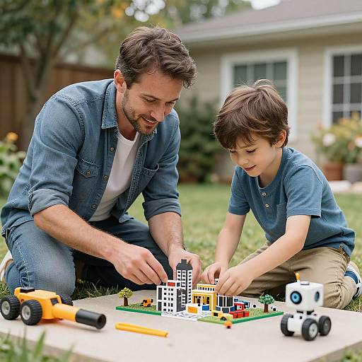 Father and Son Building Model City