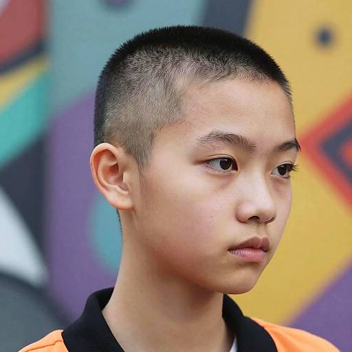 Vibrant Buzz Cut Portrait