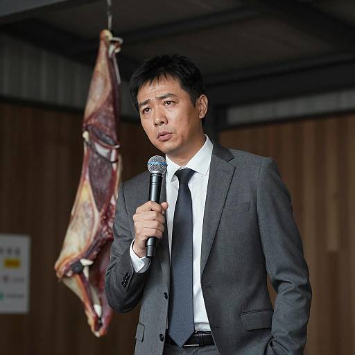 Mysterious Man in Dimly Lit Warehouse