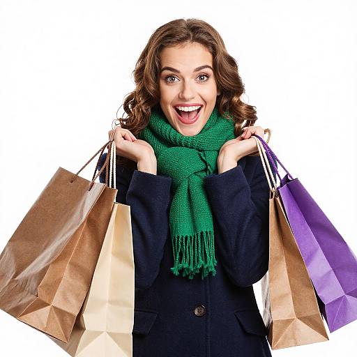 Joyful Woman with Colorful Shopping Bags