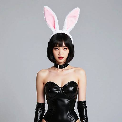 Bold Portrait with Pink Bunny Ears