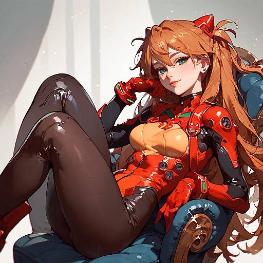 Smiling Anime Girl in Bodysuit