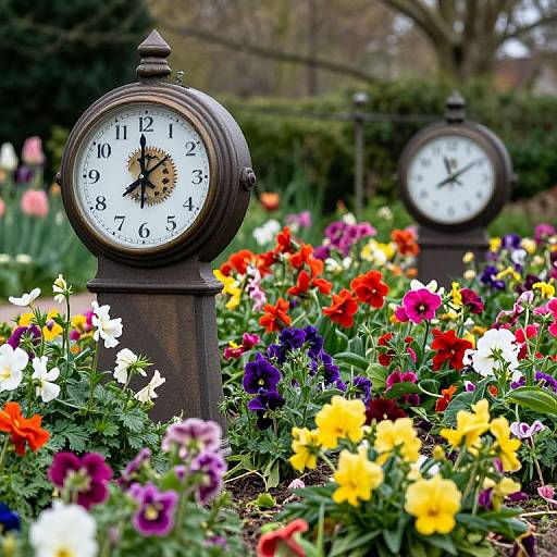 Time Blooming Garden with Clocks