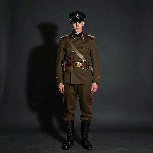 Mysterious Soldier Portrait with Shadow