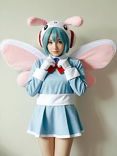 Woman in TwinBee Character Cosplay Costume