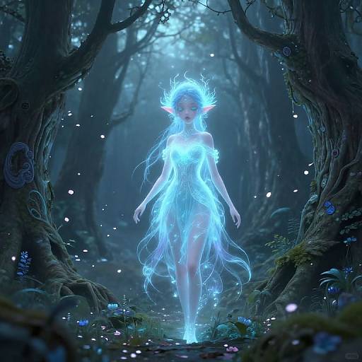 Ethereal Spirit in Misty Forest
