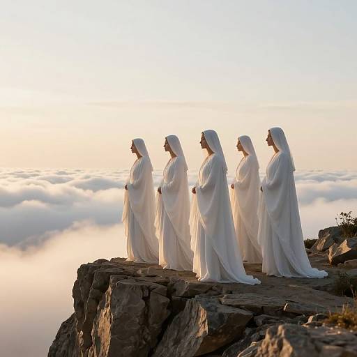 Ethereal Figures on Jagged Cliff