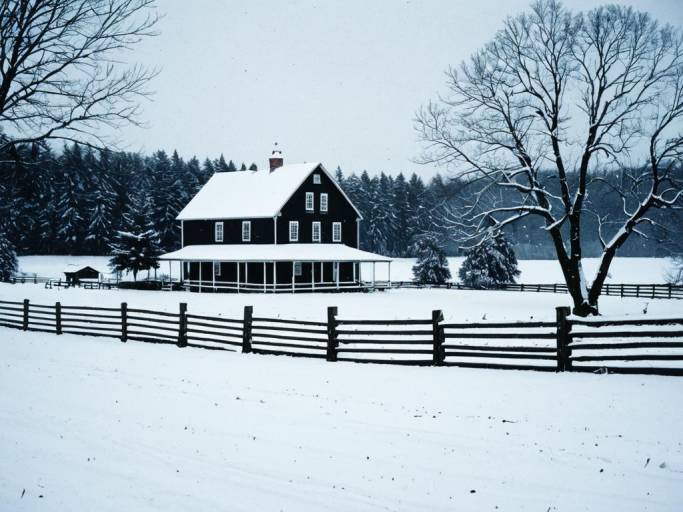 Charming Winter Farmhouse Wallpaper Design
